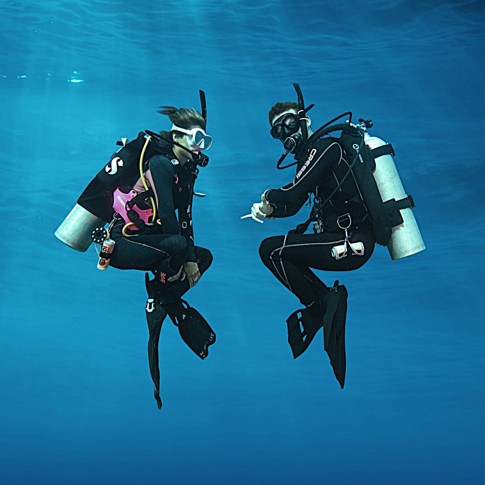 Divers posing casually after a local dive