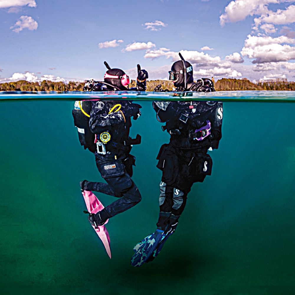 New scuba student smiling in gear